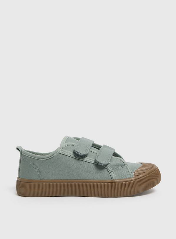 Sage Green Canvas Double Strap Trainer 1