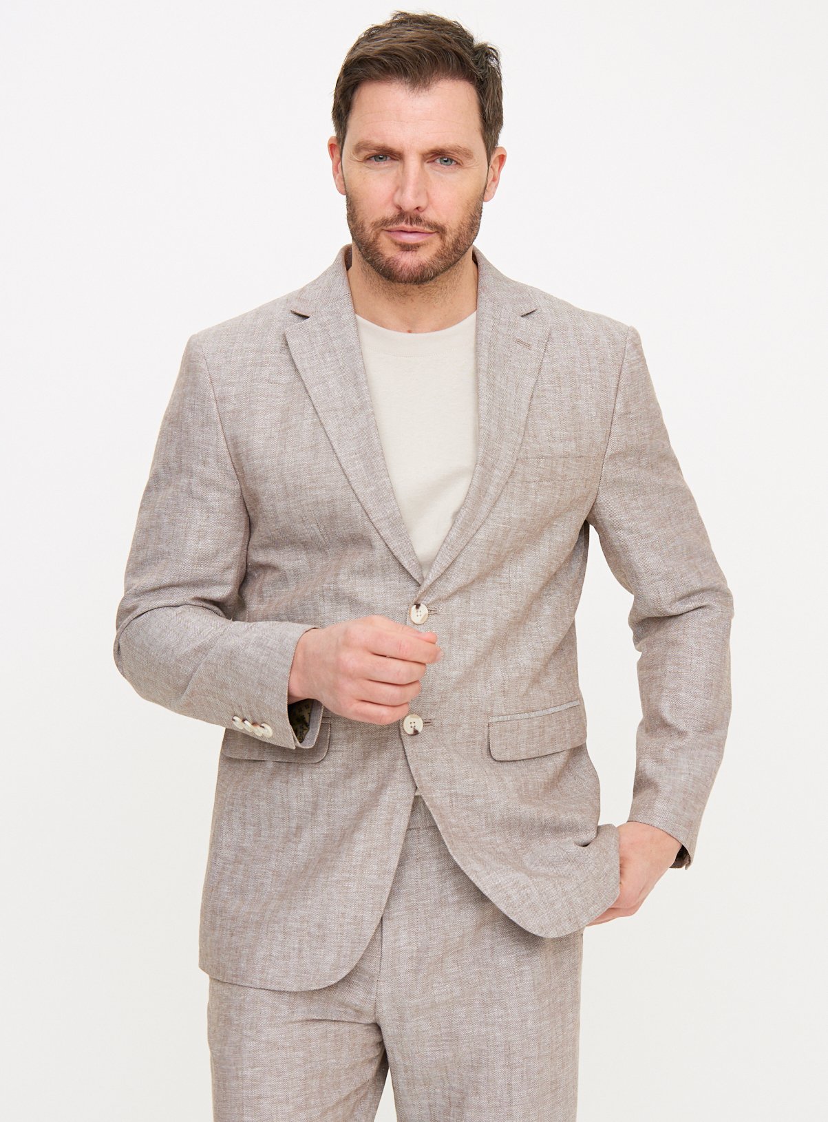 Men's Stone Linen Blend Blazer