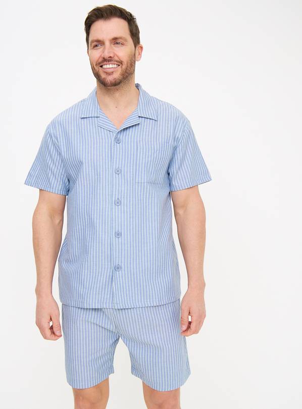 Blue Stripe Traditional Short Sleeve Pyjamas S
