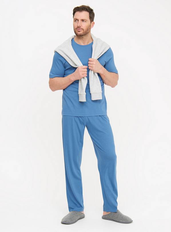 Plain Blue Modal Blend Pyjamas L