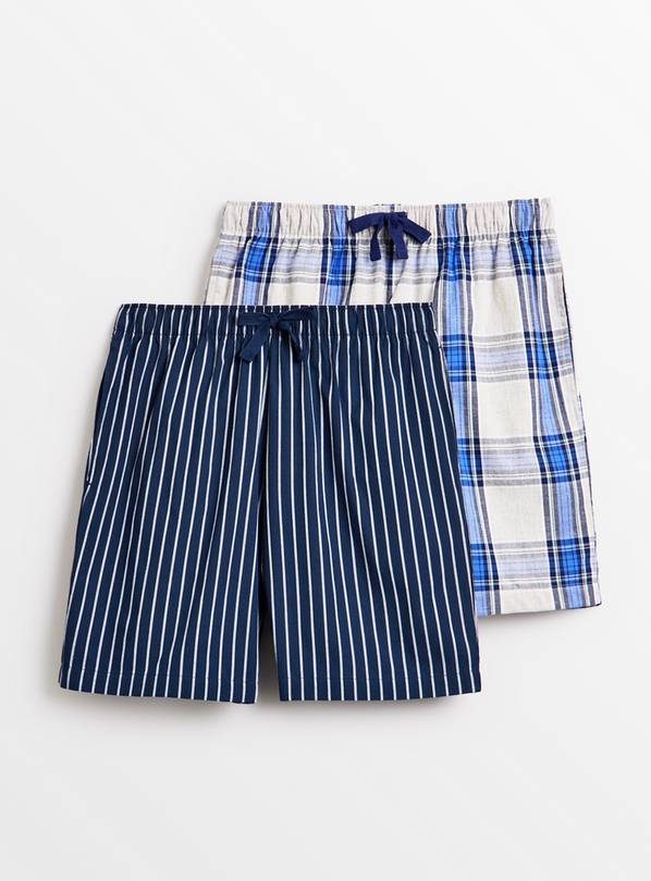 Blue & Navy Woven Pyjama Shorts 2 Pack L