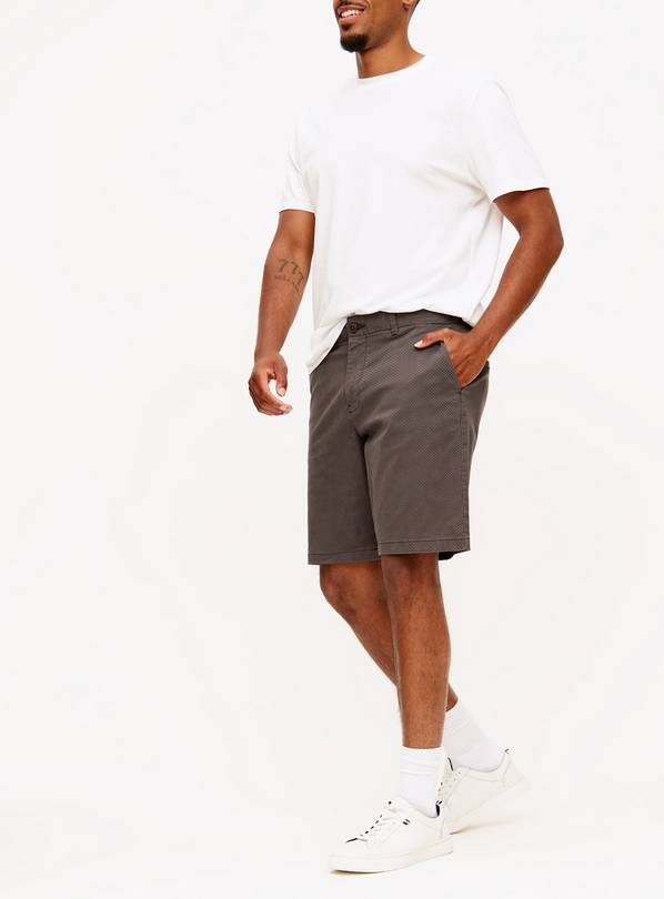 Charcoal Grey Geo Print Shorts 50