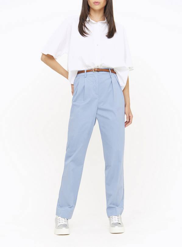 Blue Straight Leg Chino Trousers  12S