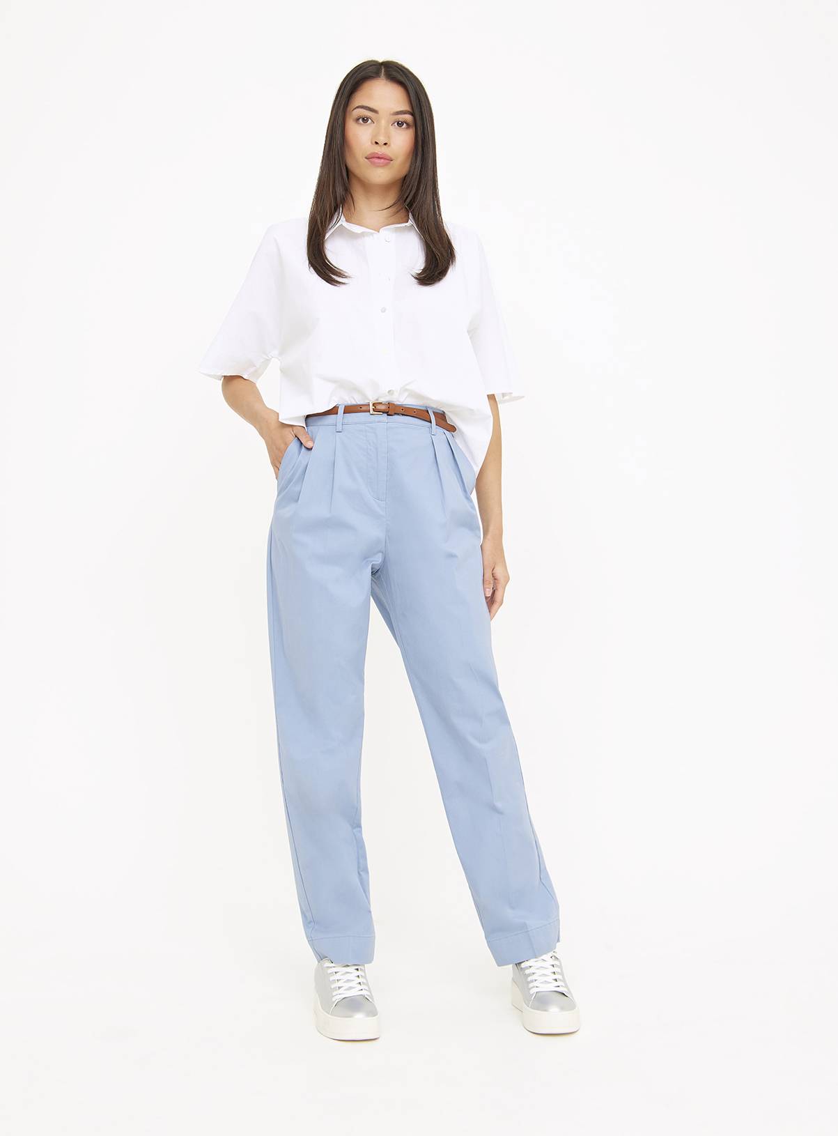 Blue Straight Leg Chino Trousers  20R - Image 2