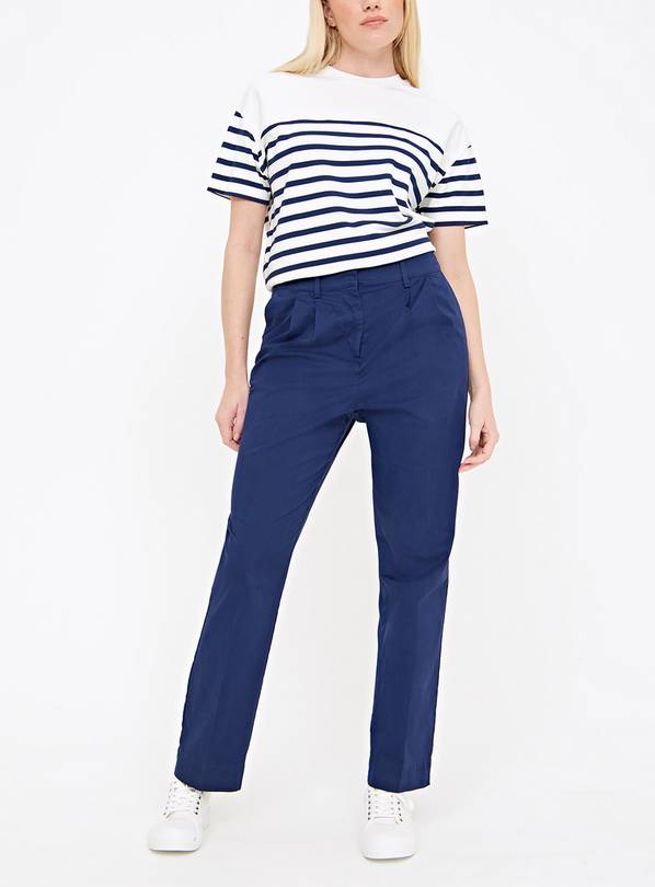 Navy Straight Leg Chino Trousers  10S