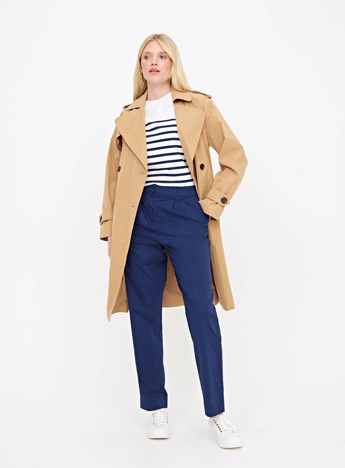 Navy Straight Leg Chino Trousers  16S - Image 2