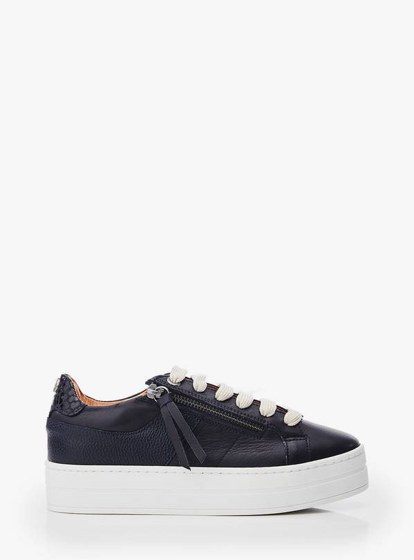 Navy on sale leather trainers