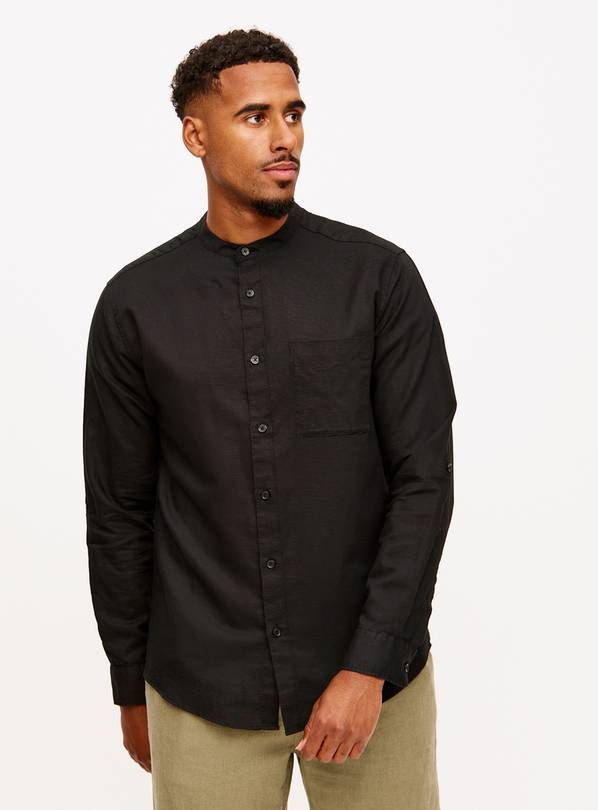 Black Linen Blend Shirt S