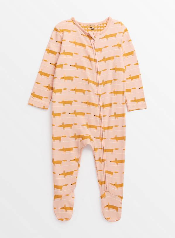 Tu X Scion Pink Mr Fox Sleepsuit  Newborn