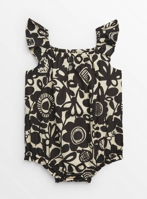Buy Mini Me Monochrome Floral Woven Romper Up to 3 mths, All-in-ones and  rompers