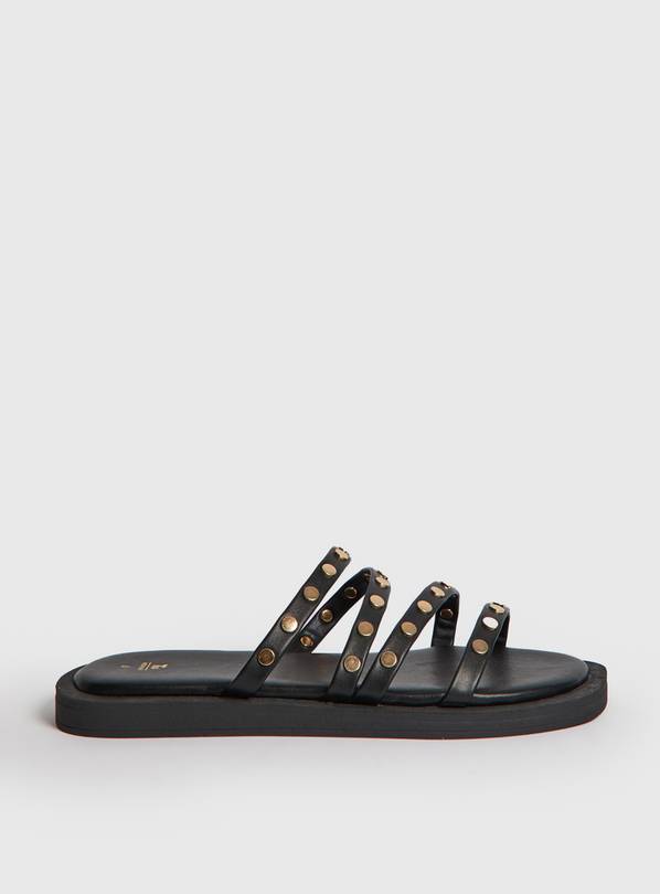 Black Studded Mule Sandals  6