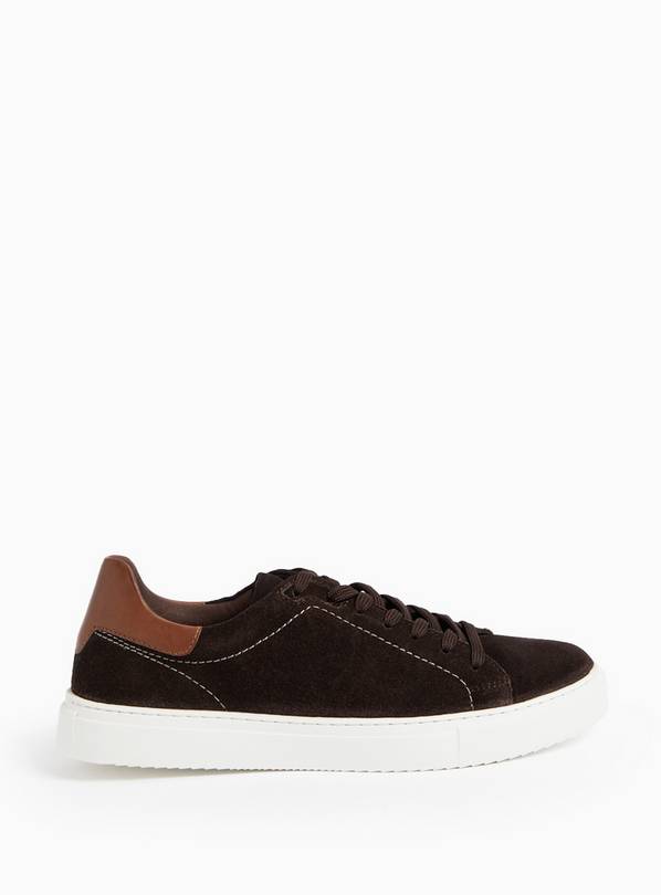 Brown Suede Lace Up Cupsole Trainers  8