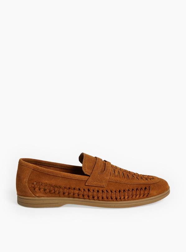 Tan Suede Weave Loafers  8