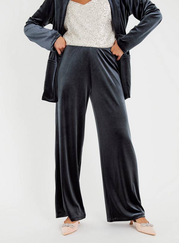 Velvet wide-leg trousers