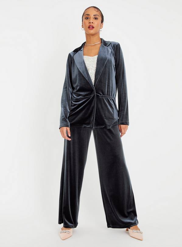 Crushed Velvet Co-ord Wide Leg Trousers