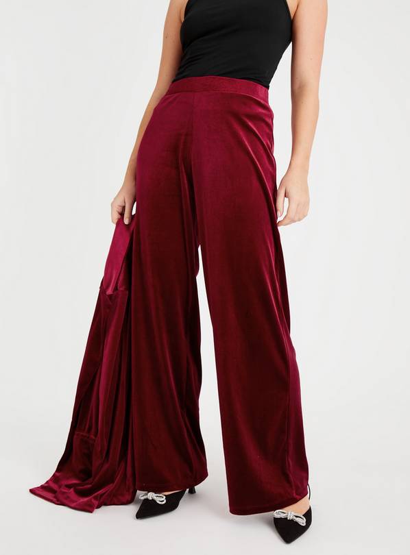 Buy Red Velvet Wide Leg Coord Trousers 22, Trousers