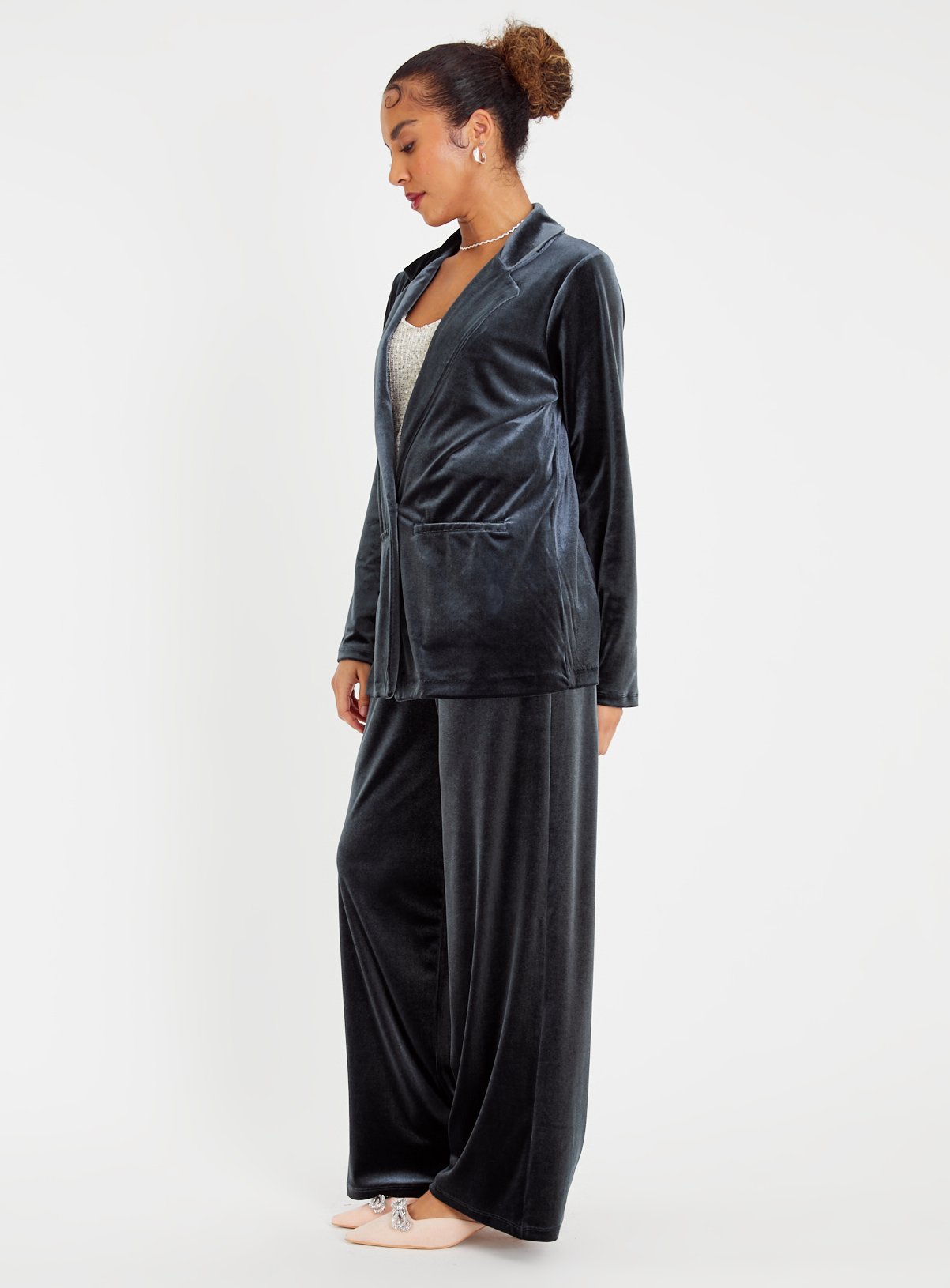 Grey Velvet Coord Blazer 12 - Image 2 thumbnail