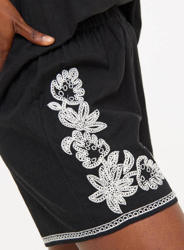 Buy Black Embroidered Coord Shorts 10 Shorts Tu