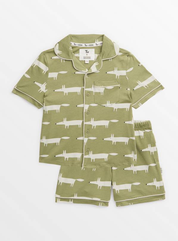 Tu X Scion Mr Fox Green Short Sleeve Pyjamas  2-3 years