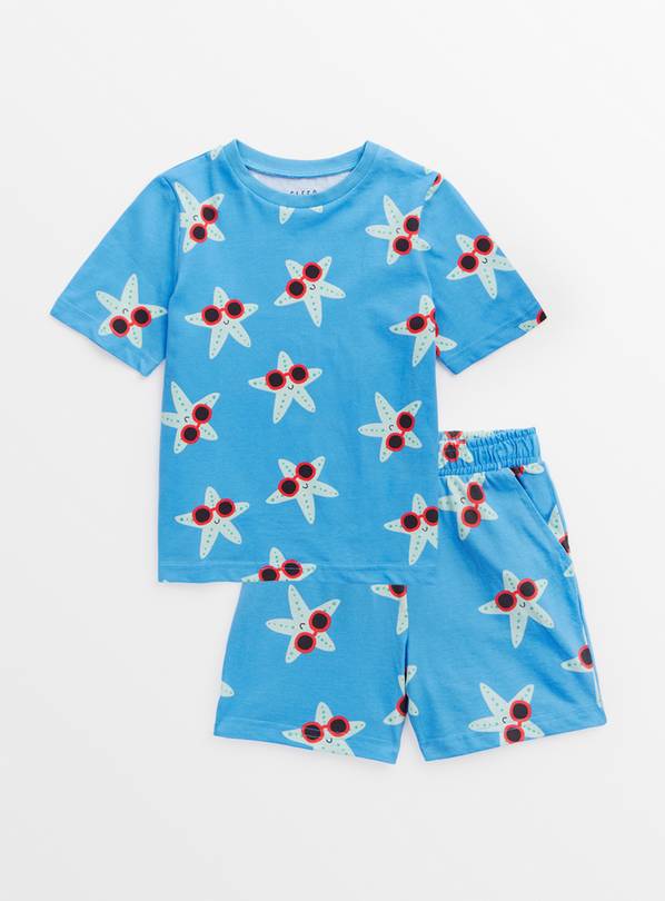 Blue Starfish Print Short Sleeve Pyjamas 1.5-2 years