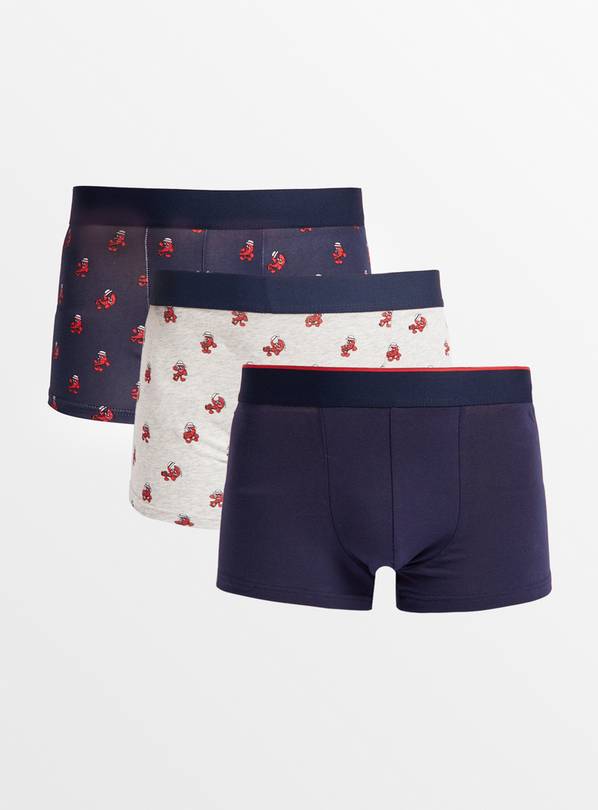 Navy Lobster Print Hipsters 3 Pack XXL