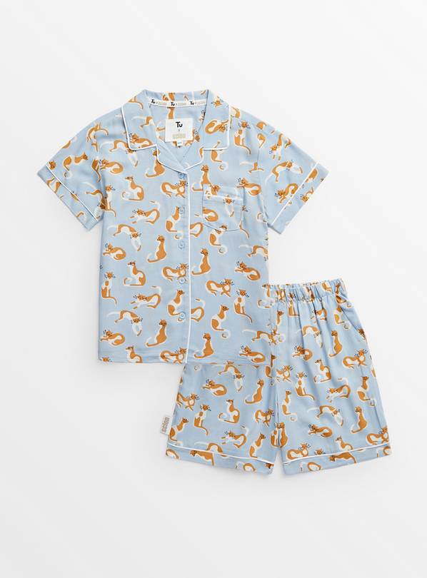Tu X Scion French Whiskers Cat Print Traditional Short Sleeve Pyjamas 3-4 years