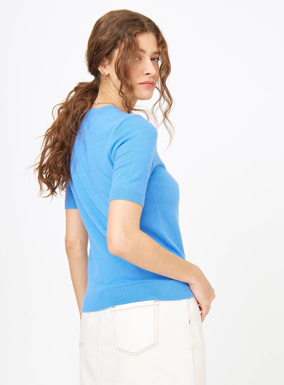Blue Soft Touch Short Sleeve Jumper 22 - Image 4