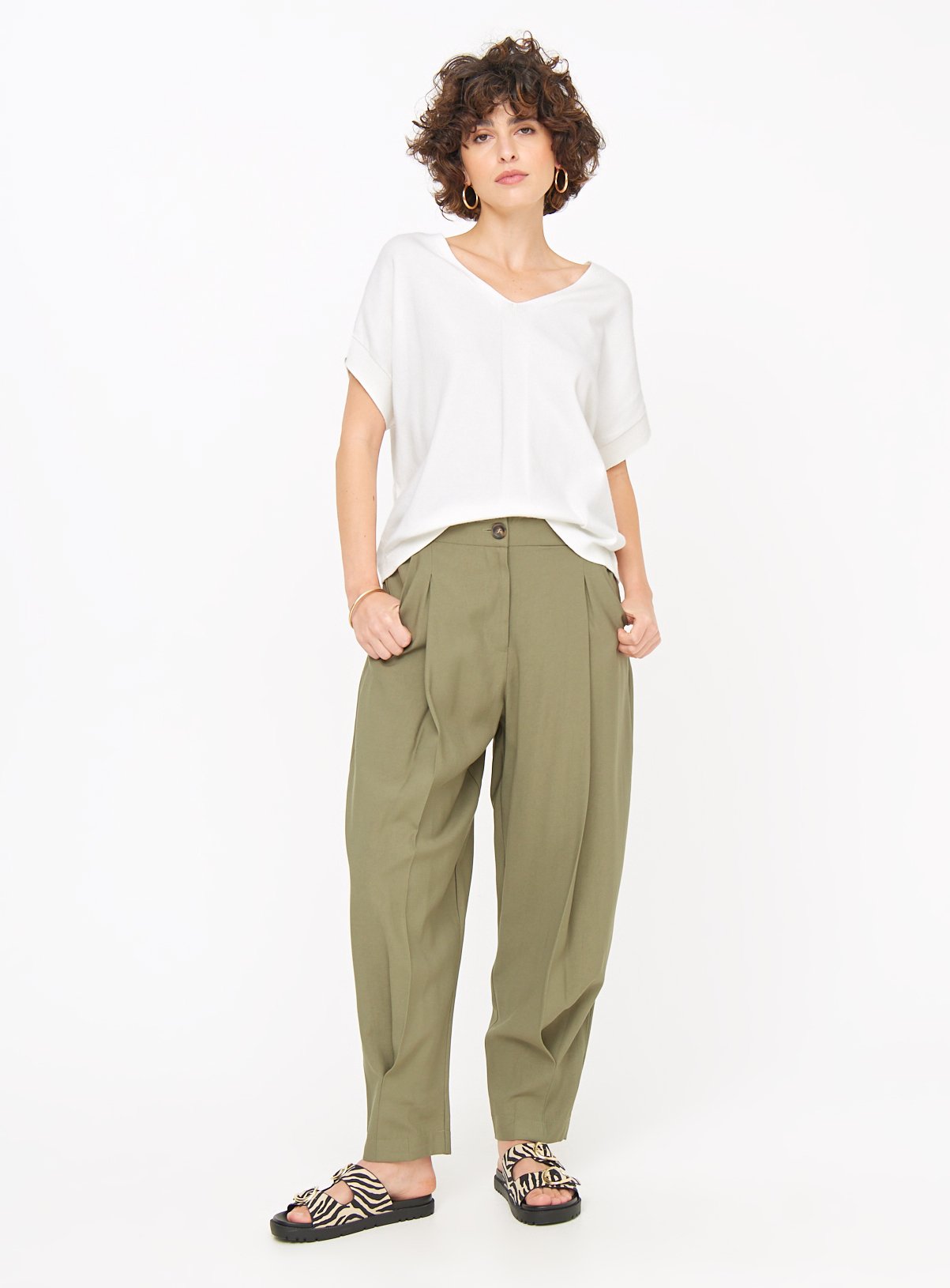 Cream Soft Touch V Neck T-Shirt 18 - Image 2 thumbnail