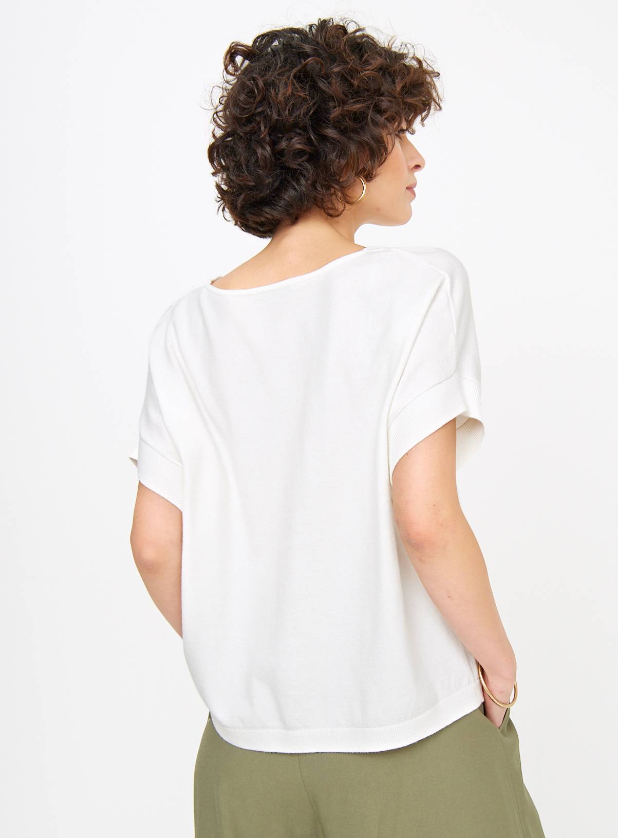 Cream Soft Touch V Neck T-Shirt 18 - Image 4