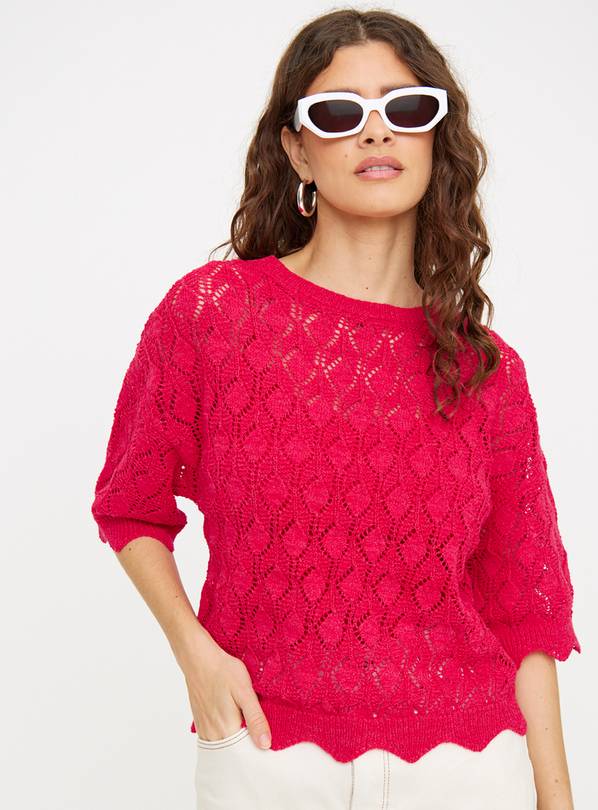 Pink Diamond Pointelle Stitch Top 18