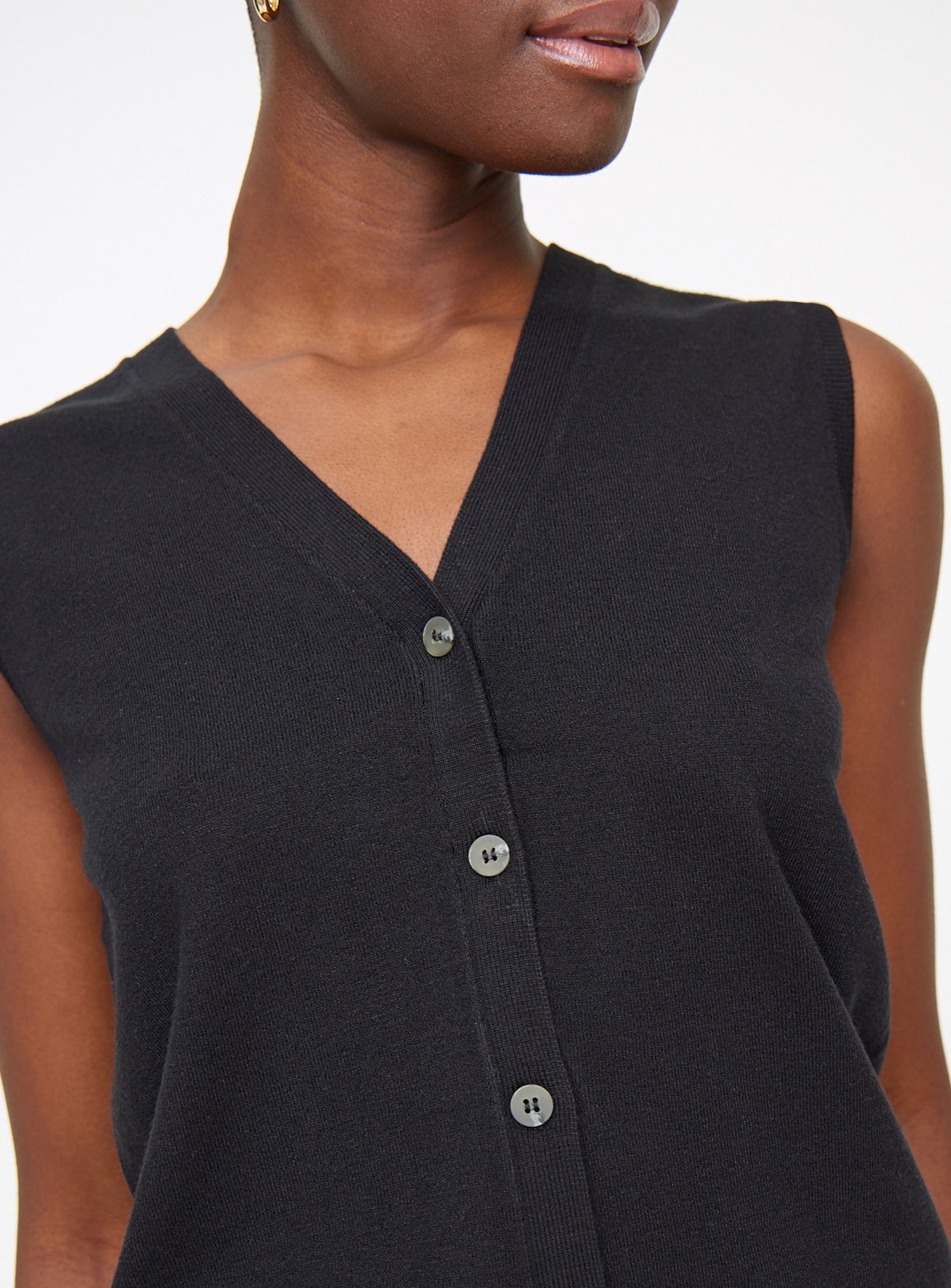 Black Soft Touch Button-Through Vest 14 - Image 3 thumbnail