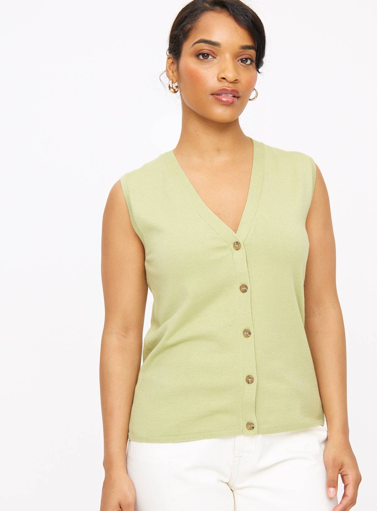 Green Soft Touch Button-Through Vest  18 - Image 1