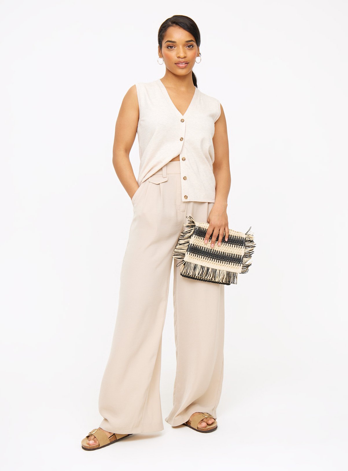 Oatmeal Soft Touch Button-Through Vest 8 - Image 2 thumbnail
