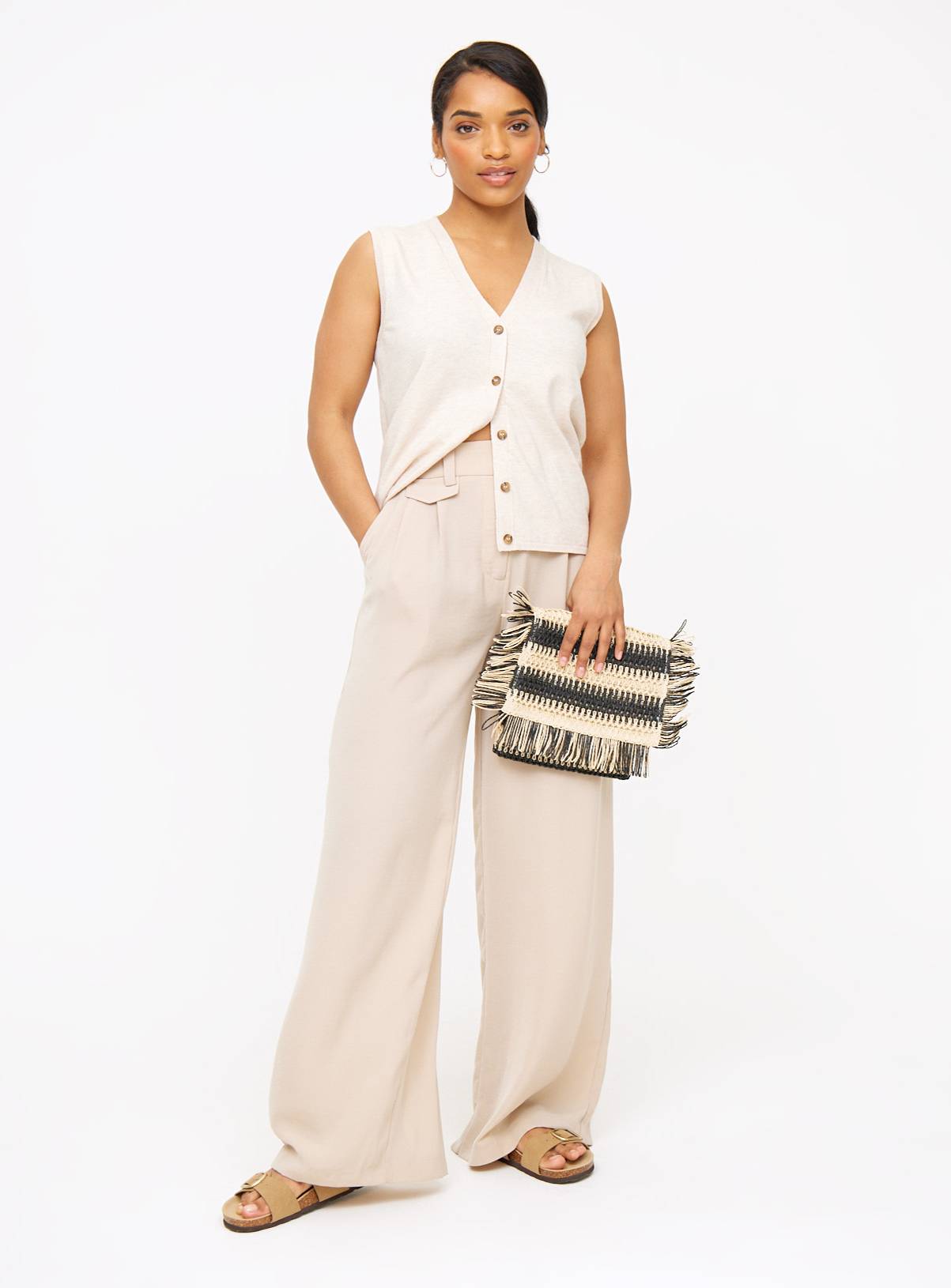Oatmeal Soft Touch Button-Through Vest 8 - Image 2