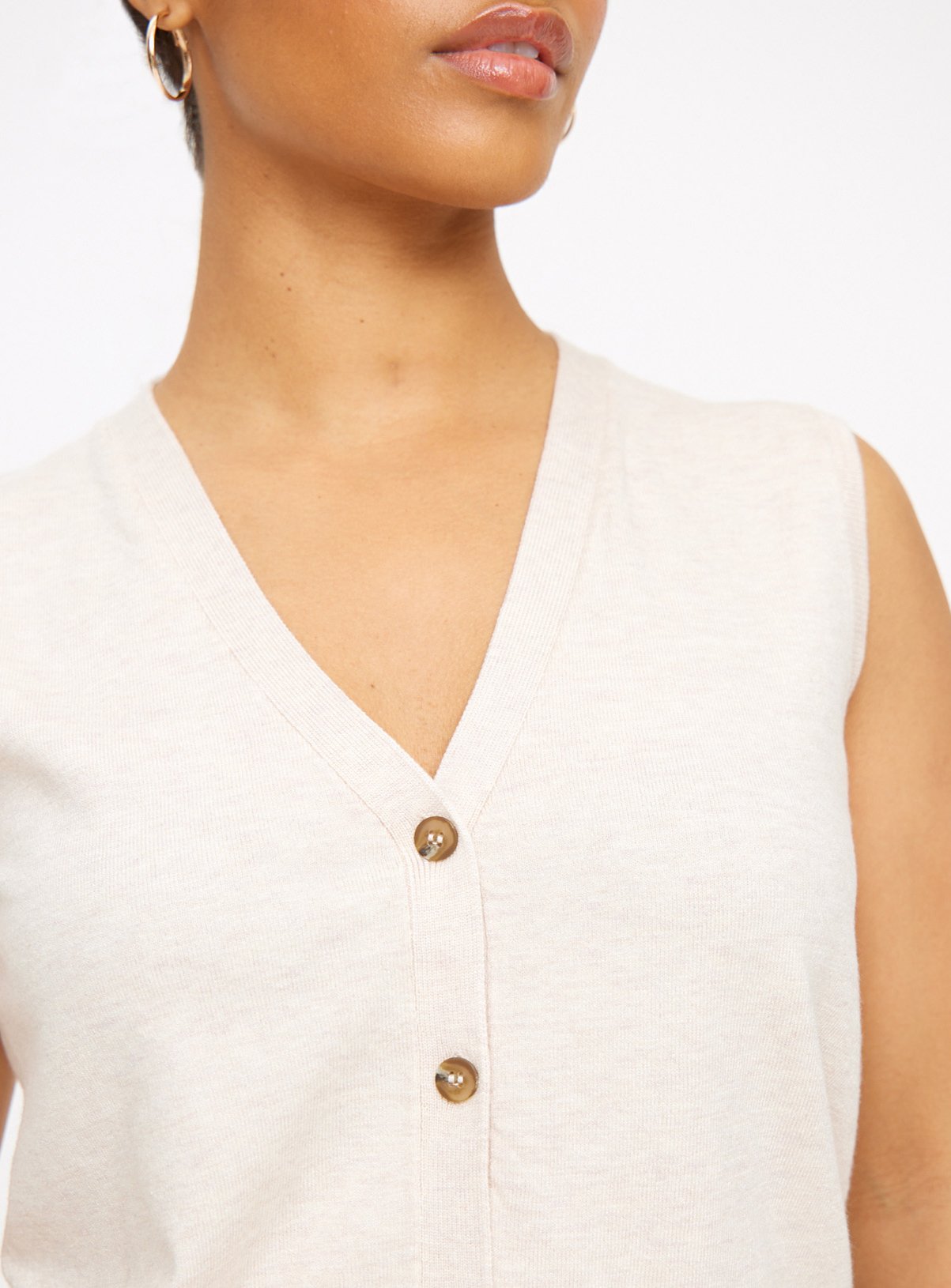 Oatmeal Soft Touch Button-Through Vest 8 - Image 3 thumbnail