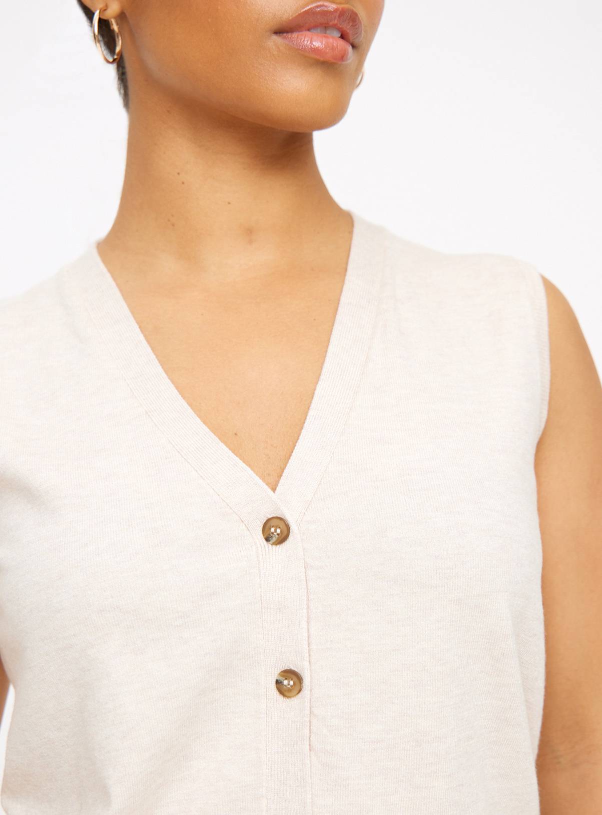 Oatmeal Soft Touch Button-Through Vest 8 - Image 3