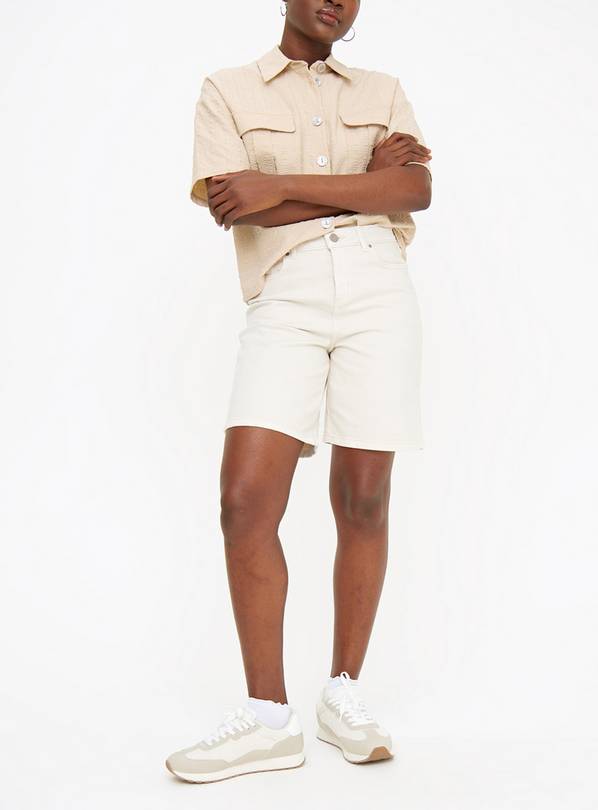 Cream Denim Bermuda Shorts 22