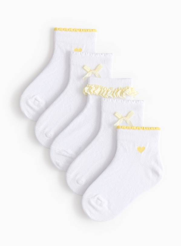 5 Pack Yellow Gingham Socks 6-8.5