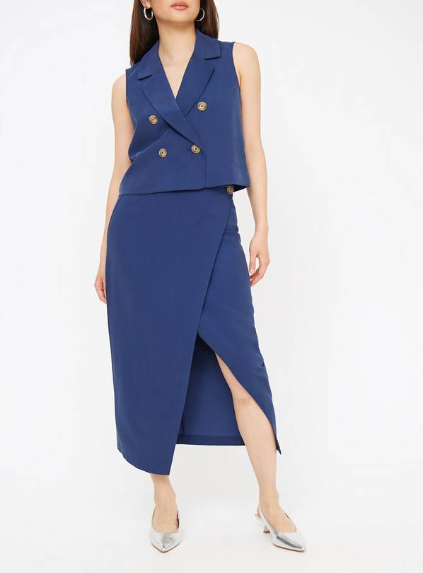 Navy Wrap Coord Pencil Skirt 10