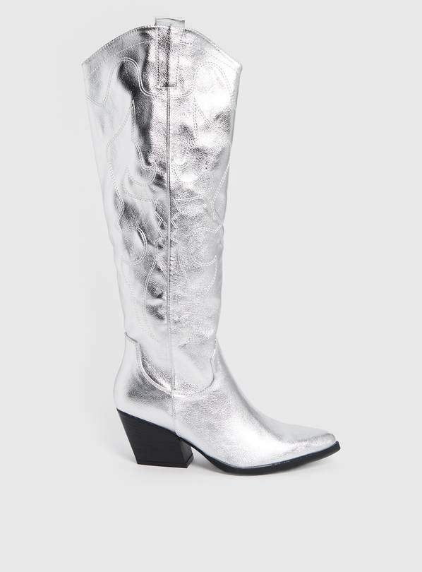 Silver long outlet boots