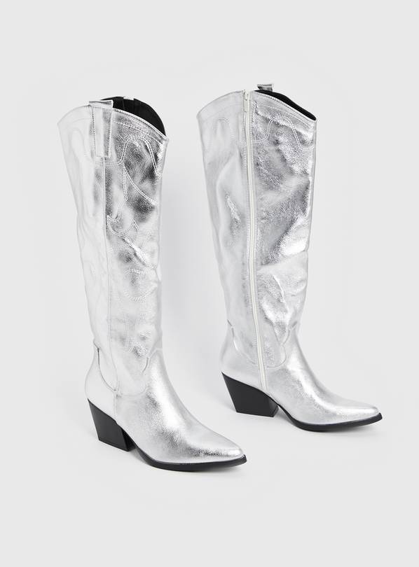 Silver hot sale knee boots