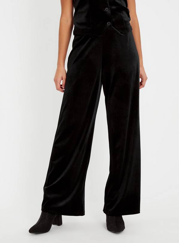 Buy Black Velvet Wide Leg Coord Trousers 18 Trousers Tu