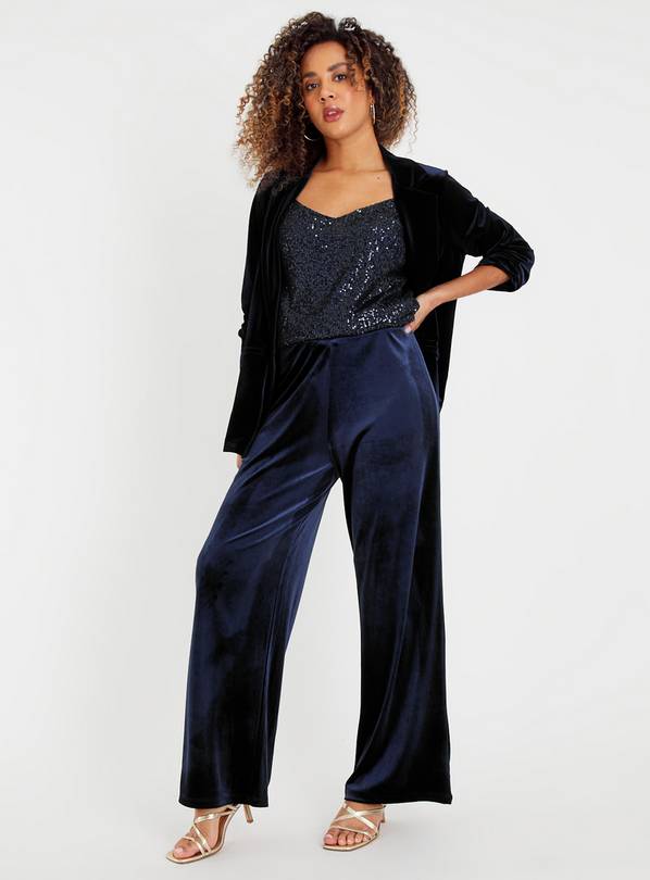 Velvet navy hot sale trousers