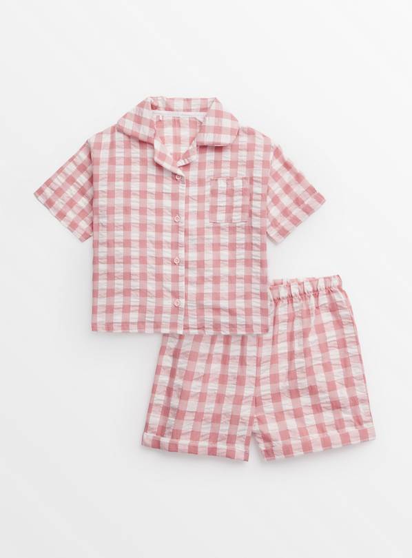 Buy Pink Gingham Woven Short Sleeve Pyjamas 2-3 years | Pyjamas | Tu