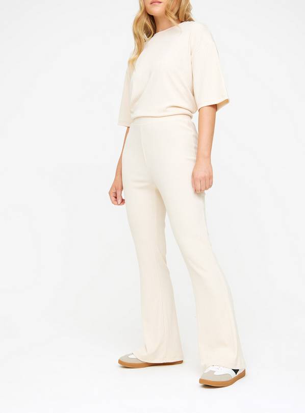 Cream Ribbed Flare Coord Trousers  22
