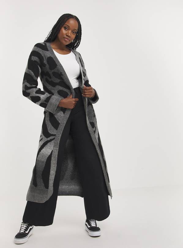 SIMPLY BE Grey Animal Maxi Cardigan 16-18