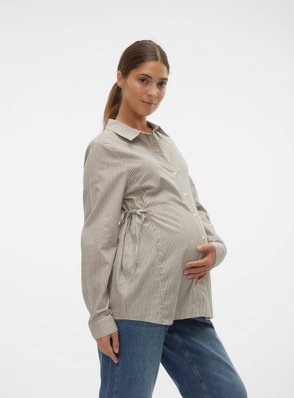 MAMALICIOUS Ebru Lia Long Sleeve Woven Maternity & Nursing Top M