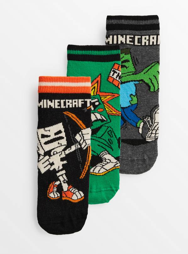 Minecraft Characters Ankle Socks 3 Pack  6-8.5