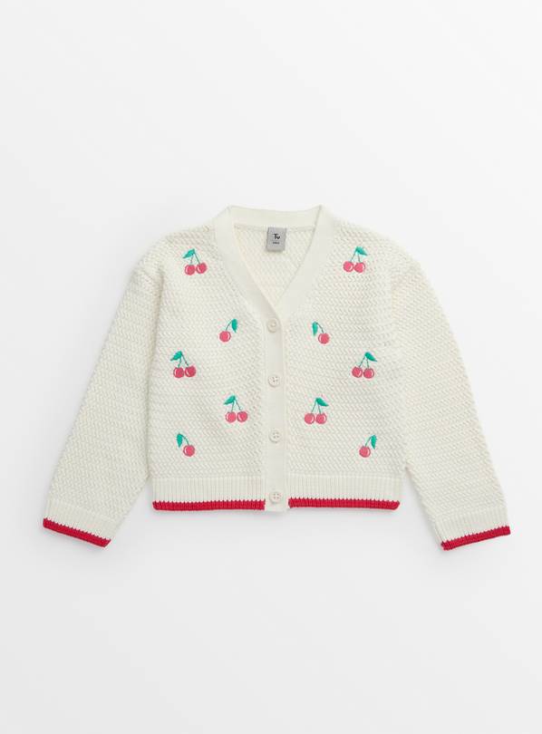  Cream Cherries Applique Knitted Cardigan 1-2 years
