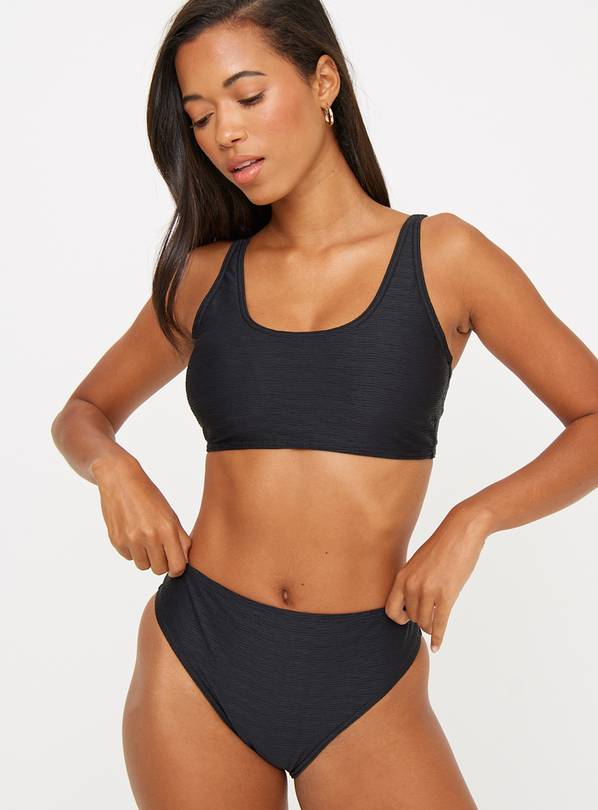Black Textured Classic Bikini Bottoms 18
